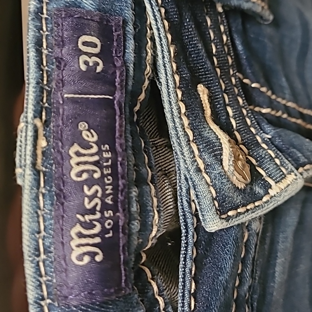 MISS ME Embroidered Denim Pocket with Bull Skull Design SZ 30X32 - Picture 10 of 11